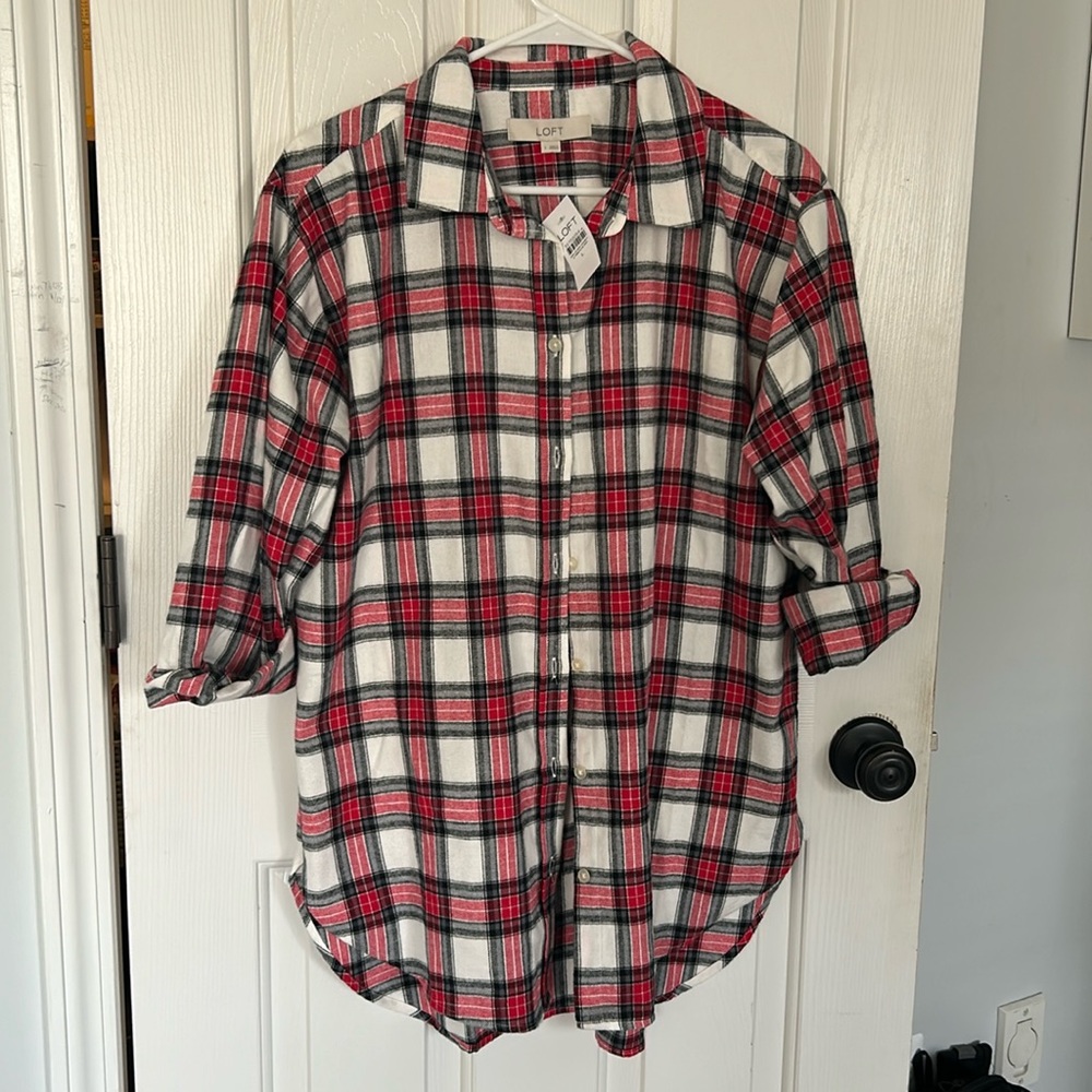 NWT Women’s Loft Button Down Flannel Tunic